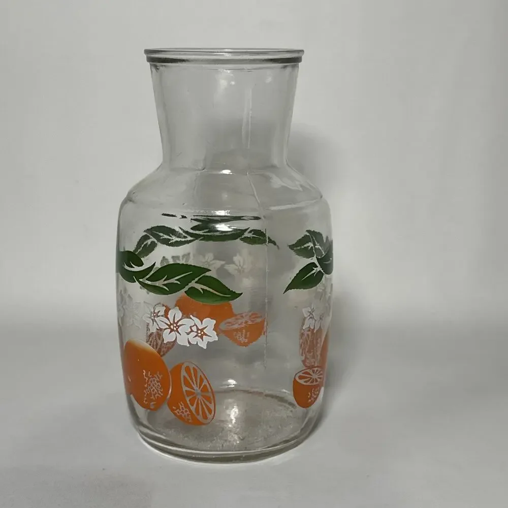 Vintage 1980's Anchor Hocking Orange Juice Pitcher Carafe Jug Breakfast Fruit